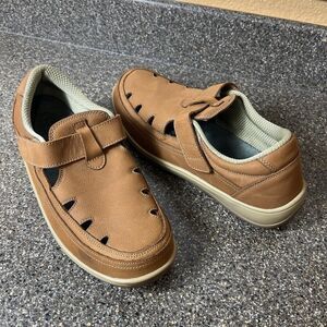 Orthofeet 896 Cognac Leather Shoes Womens Size 10 2E X-Wide Comfort Casual Flats